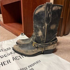 Like New Ladies Size 38 (8) Golden Gooden Wish Star Harness Short Cowboy Boot